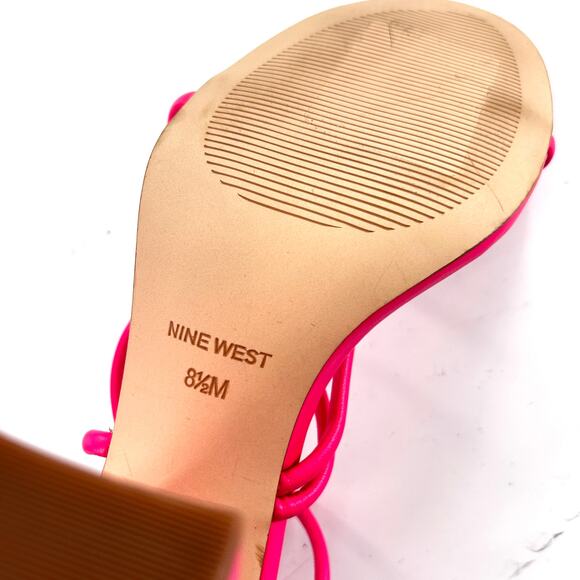 Nine West Maer Block Heels 8.5 NWOT Sandals Barbie Party Glam Cocktail - Picture 3 of 7